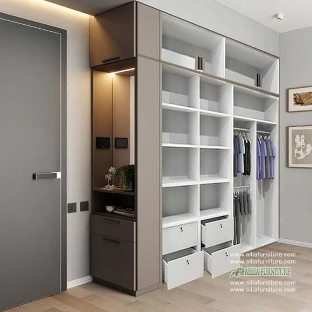 dalam lemari pakaian minimalis plus kaca rias oslo