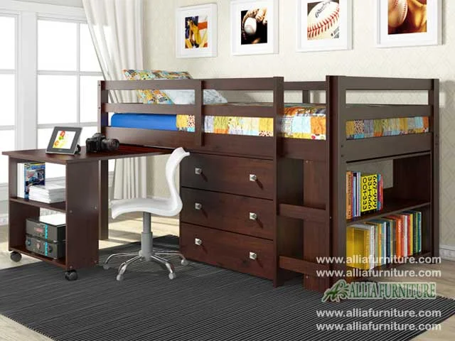 tempat tidur anak plus meja belajar kansas