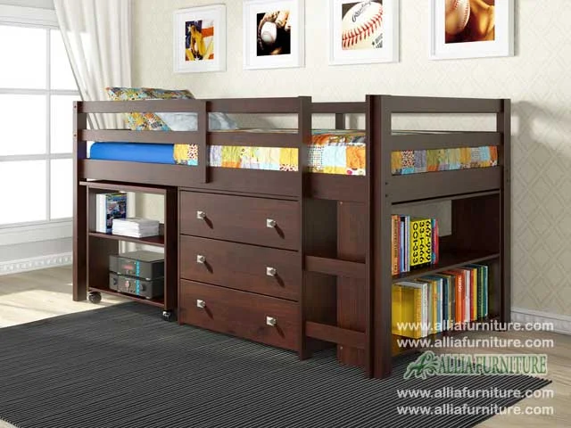 tempat tidur anak tingkat meja belajar kansas